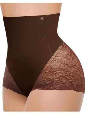 SHAPELLX High-Waist Lace Shaping Briefs - Brown S or XL NEW